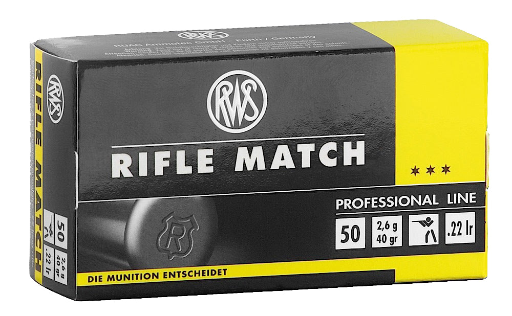 RWS/Umarex 2134225 Rifle Match Professional Line 22LR 40gr Lead Round Nose 50 Per Box/100 Case