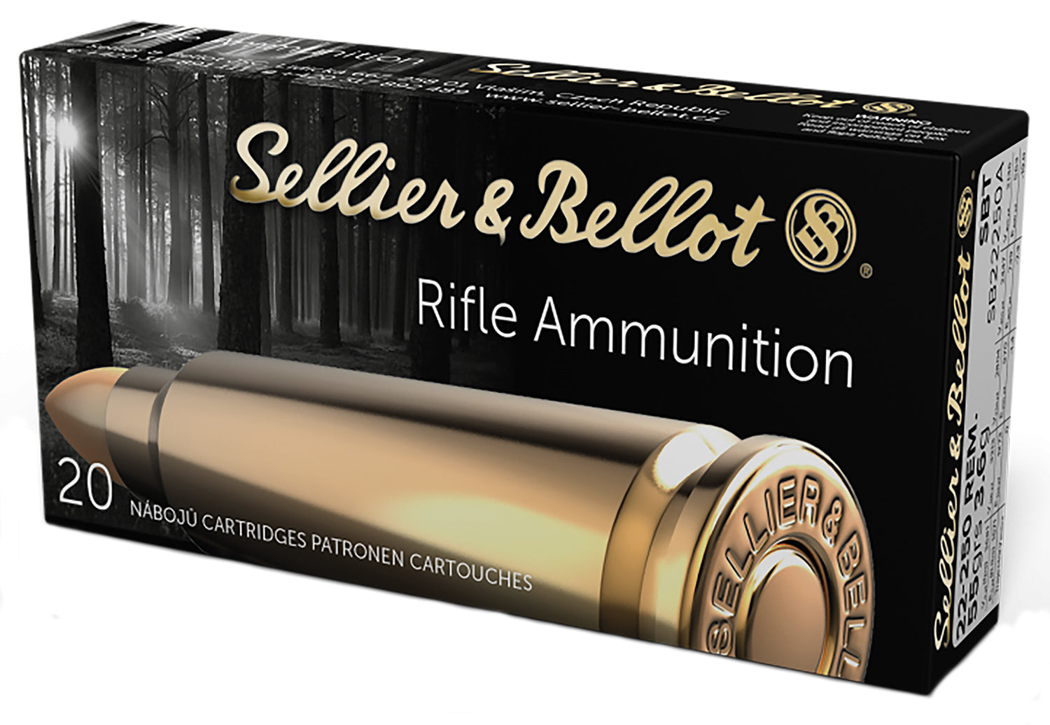 Sellier & Bellot SB22250A Rifle  22-250Rem 55gr Sierra GameKing Boat Tail Soft Point 20 Per Box/25 Case