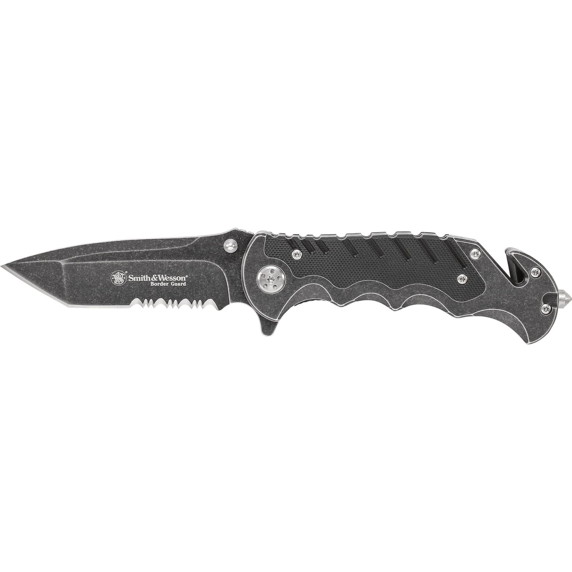 Smith Wesson Border Guard SWBG10SCP serrated stonewash folding knife | Beauty Riche