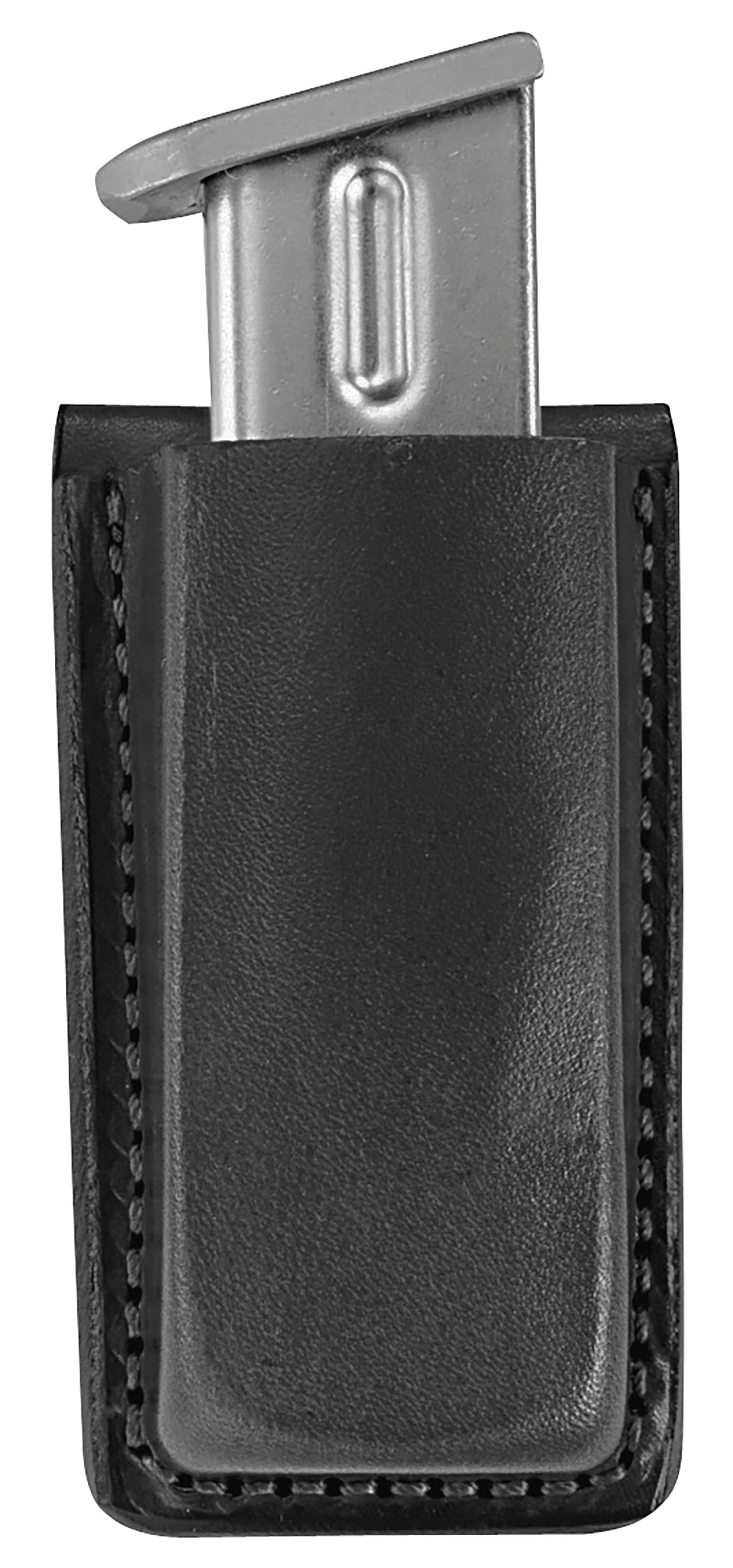 Bianchi 18056 Open Top Mag Pouch  Single Black Leather Belt Clip, Belts 1.75" Wide Compatible w/Glock 17/19/22/23/30/S&W 9/40F/M&P 9/40