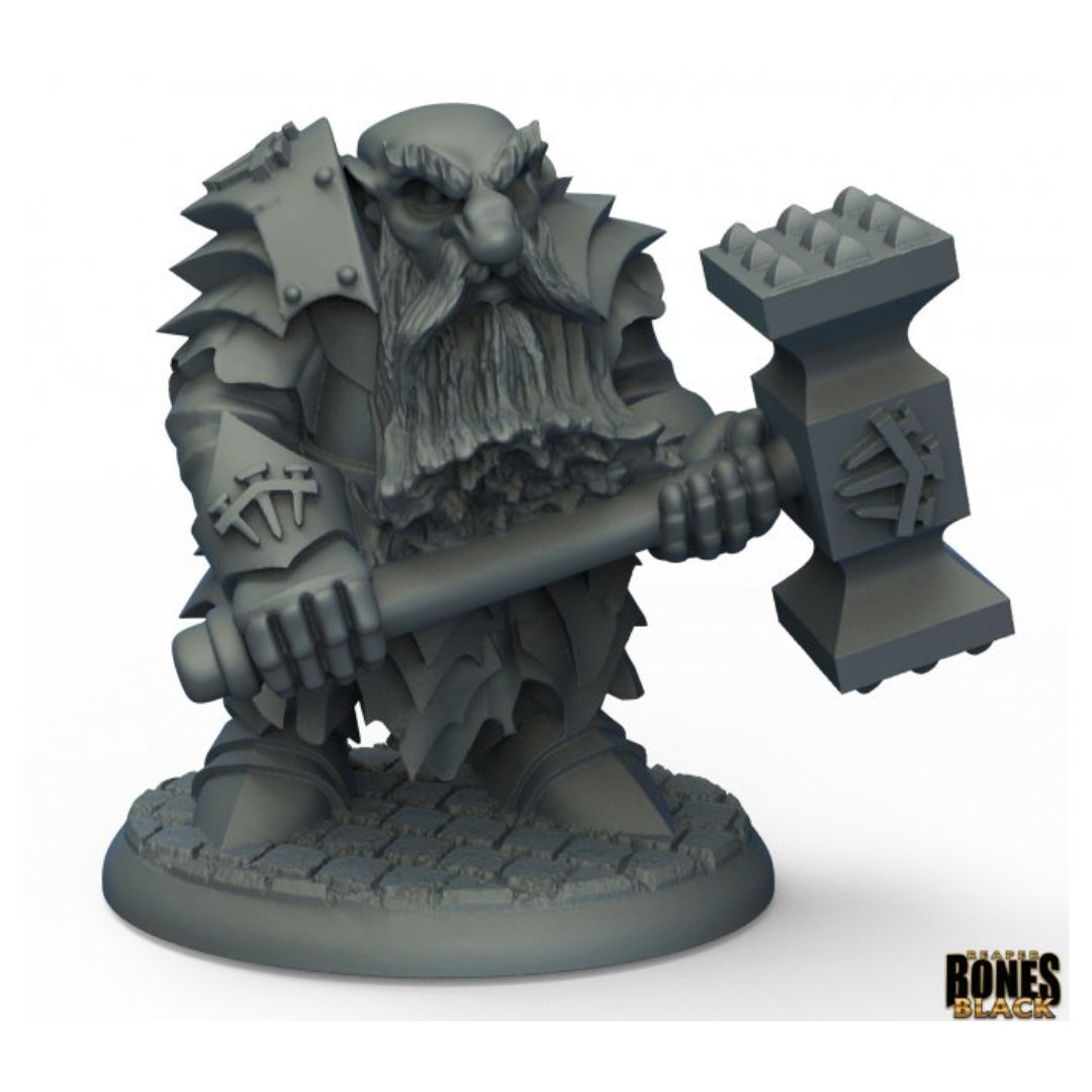 Reaper Bones Black 44010 Dark Dwarf Pounder – High-Quality Miniature by Bobby Jackson | Tabletop RPG & Wargaming