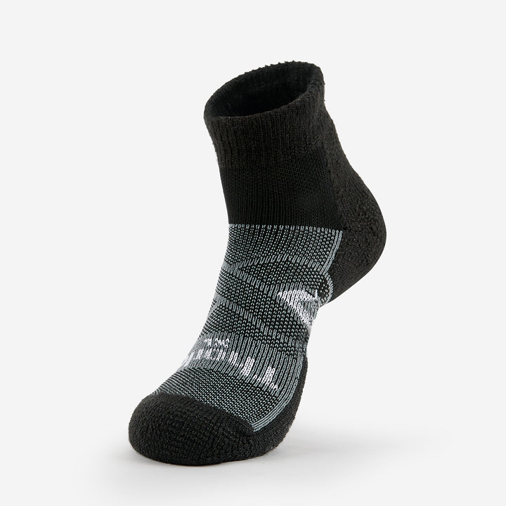 Thorlo 12-Hour Shift Work Maximum Cushion Ankle Sock Black Grey Large standing workers | Beauty Riche