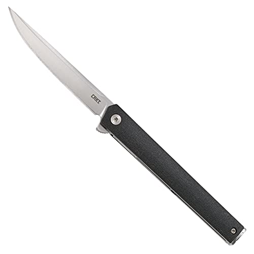 CRKT CEO Flipper EDC Folding Pocket Knife: Low Profile Gentleman's Knife, Everyday Carry, Satin Blade, IKBS Ball Bearing Pivot, Liner Lock, Glass Reinforced Fiber Handle, Deep Carry Pocket Clip 7097